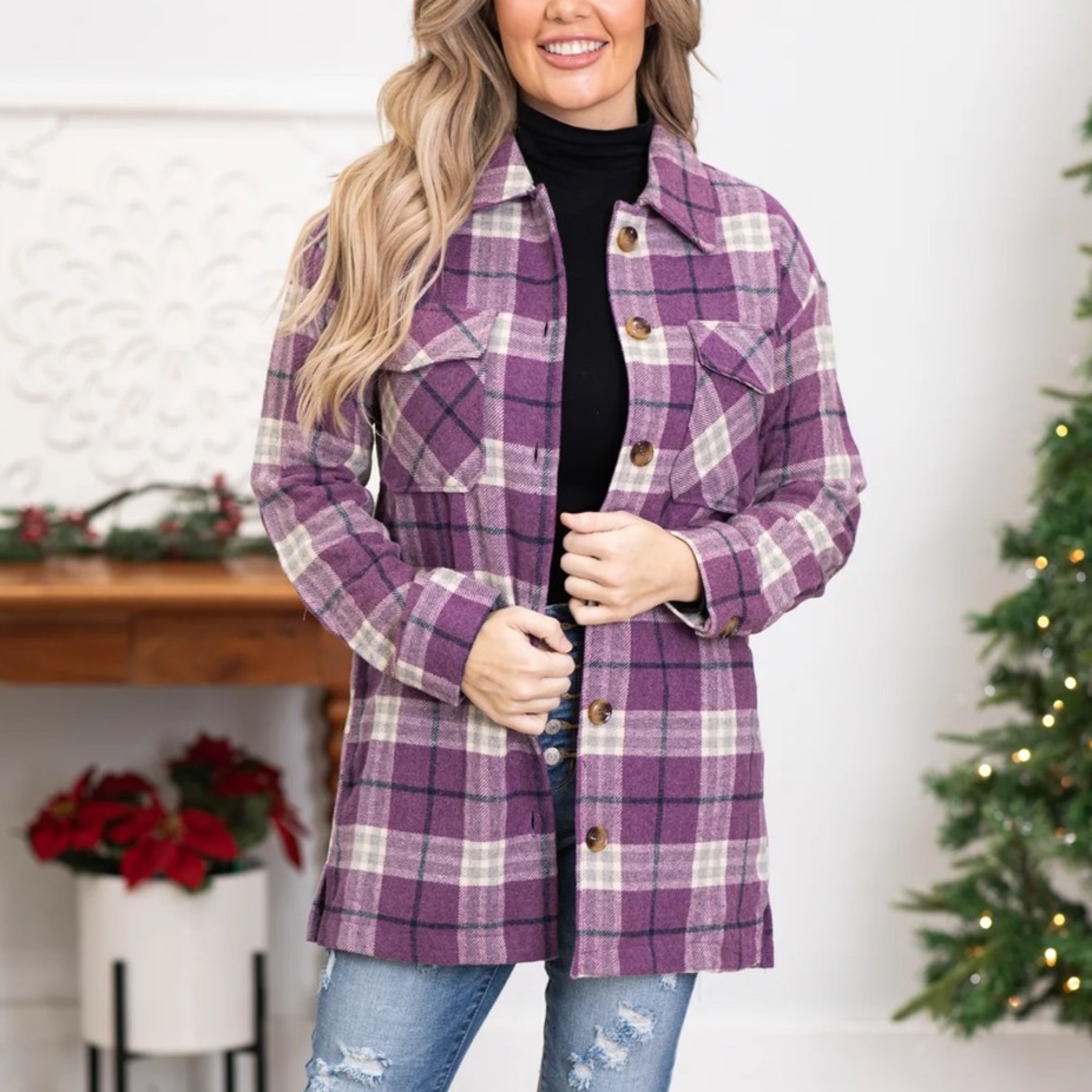 Hem & Thread Purple Plaid Shacket